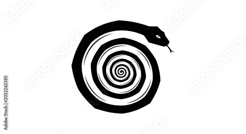 Fotografía Black snake coiled in spiral shape.