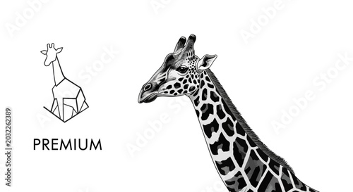 Bild auf Leinwand Giraffe Head and Neck Closeup Profile.