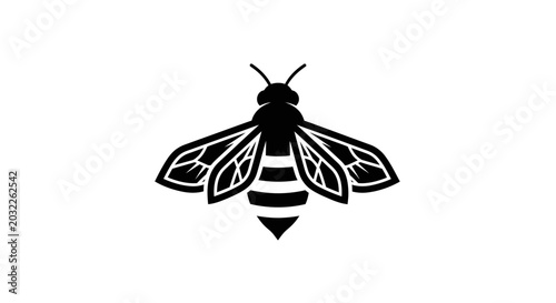 Canvastavla Black and white bee insect.