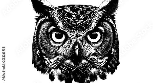 Fotografi Detailed illustration of an owl face.