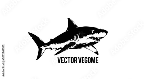 Foto Black Shark Vector Graphic Illustration.