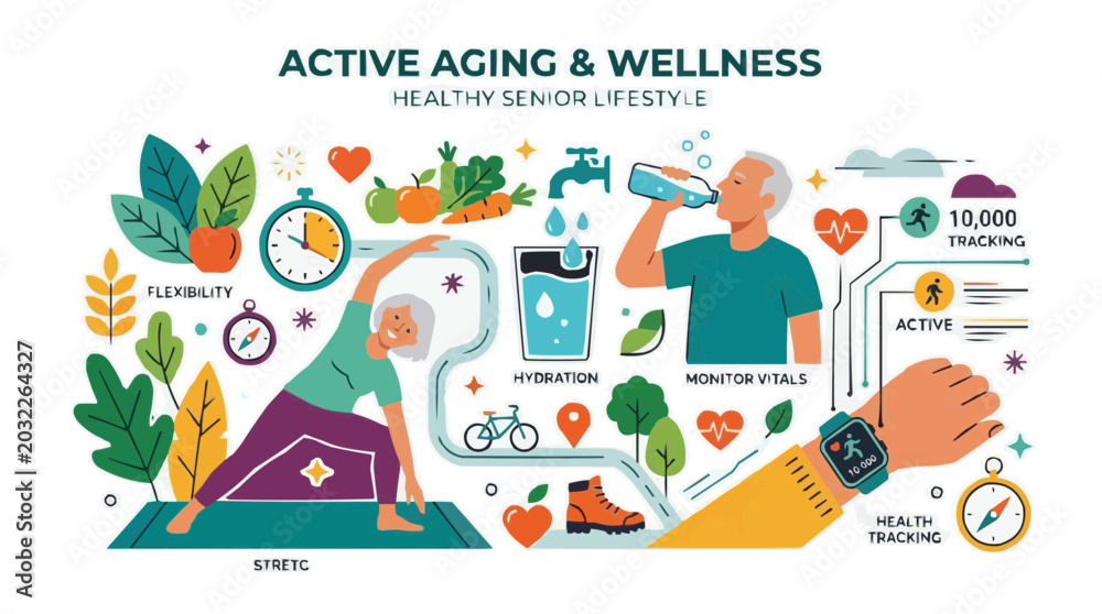 Fototapeta premium Active Aging and Wellness Healthy Senior Lifestyle with Fitness and Health Tracking