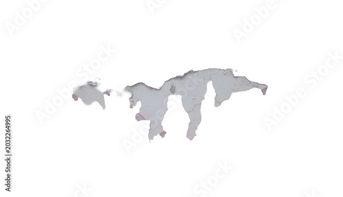Isolated peeling paint texture wall cutout PNG with alpha channel. Grunge design resource, surface damage decay element. VFX compositing layer for urban environment visualization. Distress material.