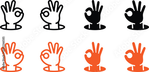 Fotografía Hand gesture icons in various colors and styles