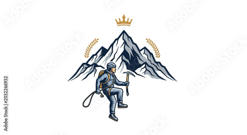 Fotografia Man wearing climbing gear sitting relaxed.