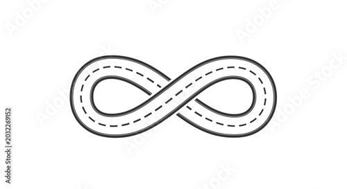 Photos Infinity symbol shaped like a road with dashed lines.