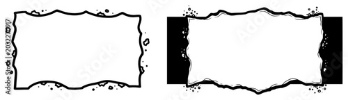 Obraz na plátně Stone frame borders and blank rectangular panels in comic book style