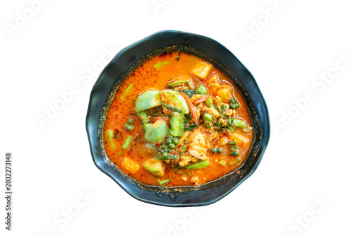 Spicy catfish curry with vegetables