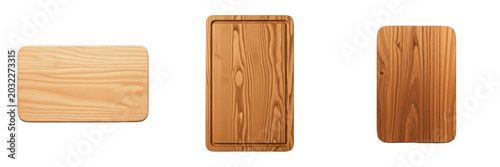 Foto Wooden cutting board empty platter PNG clipart bundle, rustic wood choppping boa