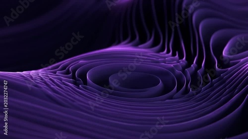 Abstract flowing contour waves in rich royal purple and deep violet gradients, smooth organic ripple patterns
