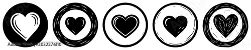 Obraz na płótnie Heart circle badges and stamp templates for valentines day in hand drawn rustic