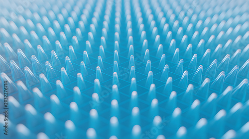 Abstract Blue 3D Conical Spikes Grid Background, Tech Texture