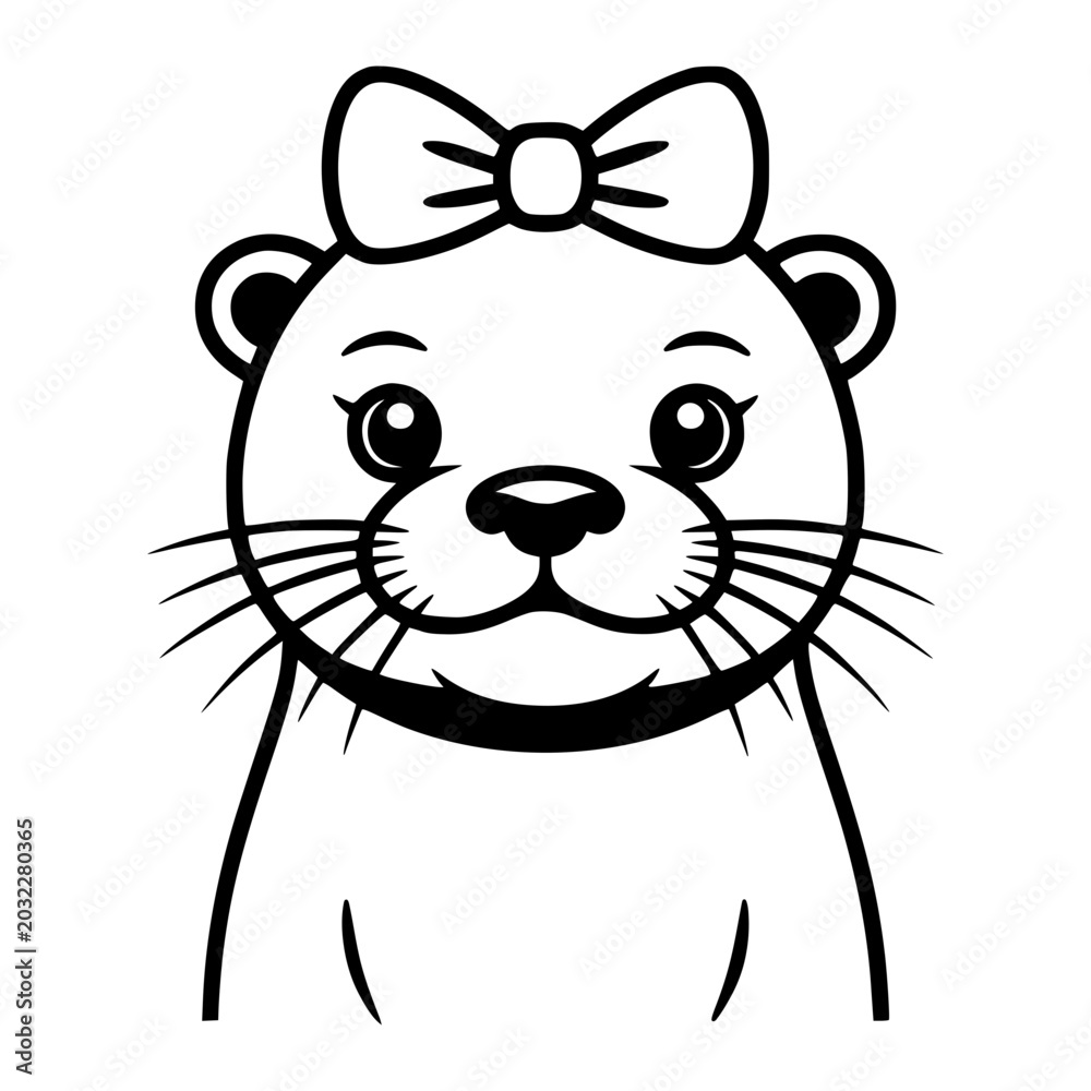 Fototapeta premium Cute Otter With Bow