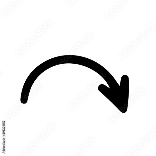 Curved Arrow Hand Drawn Black Doodle Sketch Icon Vector Element for UI Presentation