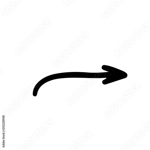 Black Hand Drawn Arrow Pointing Right Doodle Sketch Vector Icon Infographic Presentation UI