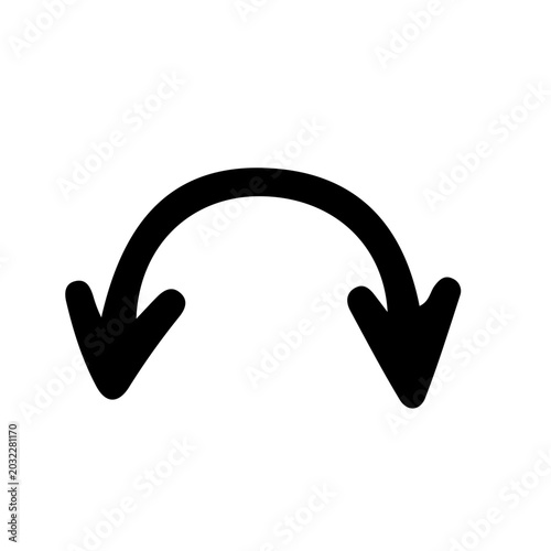 Curved Double Head Arrow Hand Drawn Black Doodle Icon Vector for Infographic Navigation