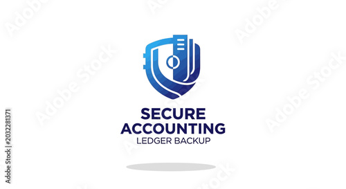 Secure Accounting Ledger Backup Logo on White Background.