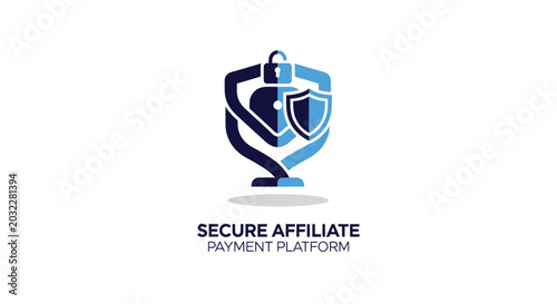Secure Affiliate Payment Platform Logo with Shield and Lock.