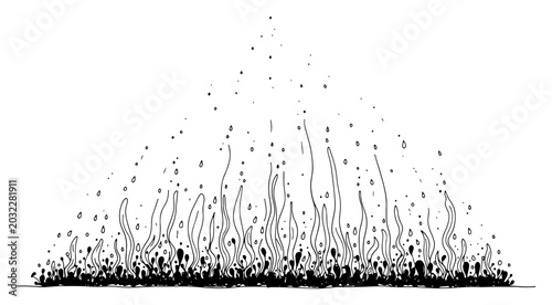 Photos Liquid splash or fire sparks exploding from ground surface in hand drawn doodle