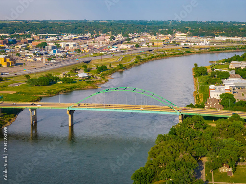 Scenic Aerial View Of Sioux City Bridge