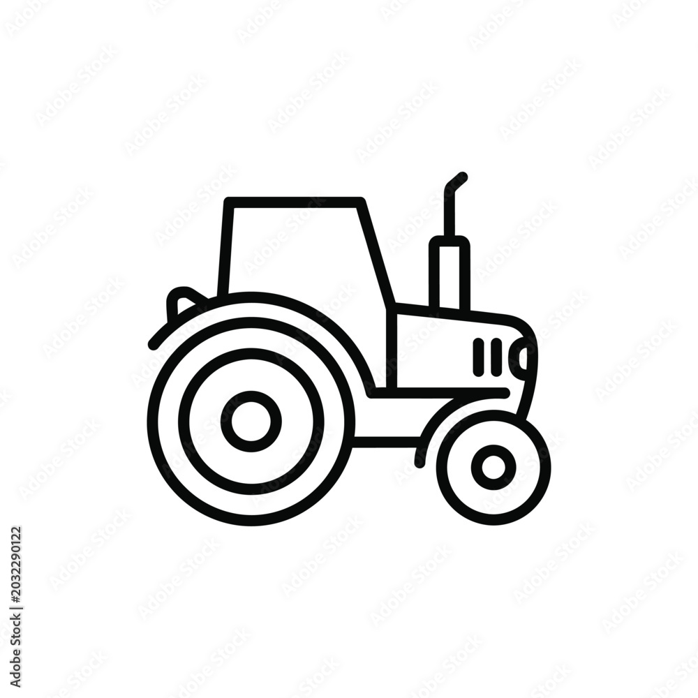 Obraz premium A simple line drawing of a tractor against a white background.
