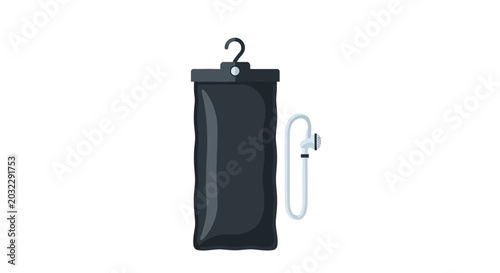 Black hanging toiletry bag with detachable hook accessory.