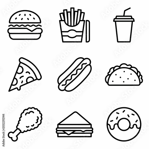 Obraz na płótnie Fast Food Menu Items Variety.