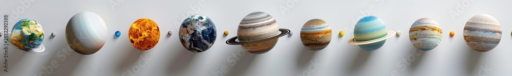 Obraz premium Solar system model showing planets on a white background, used for education