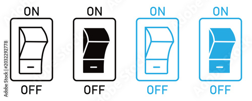 Light switch on off icon set in line art vector.