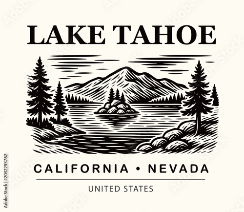 lake tahoe national park vector illustration