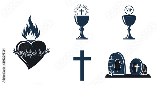 Canvastavla Religious Symbols: Sacred Heart, Chalice, Cross, VIP Cup, Gravestone Icons