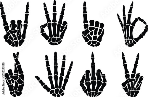 Set of skeleton hand gestures vector illustration