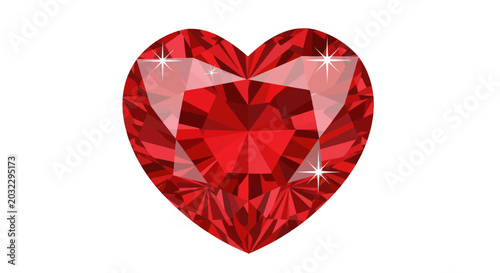 Quadro su tela Sparkling Red Heart Gemstone