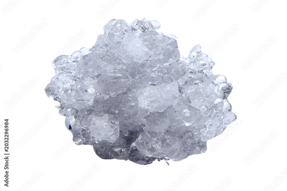 Fototapeta premium Large irregular hailstones forming during a severe hailstorm, showing frozen layers and ice droplets on a transparent background.