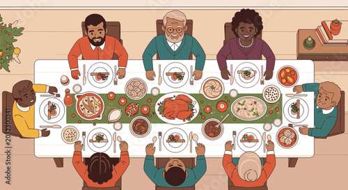 Fényképezés Family Gathering Around Dinner Table Together 14.