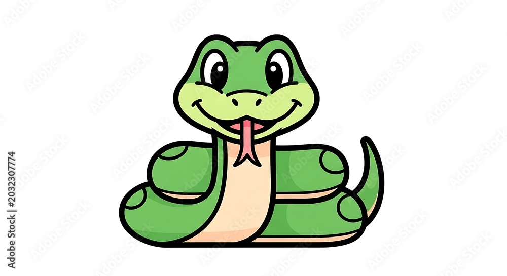 Fototapeta premium Cartoon snake with tongue out.