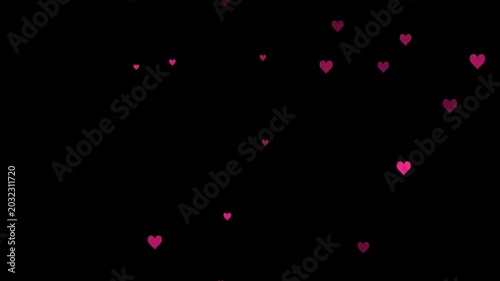 Pink hearts flurry animation floating upwards, romantic overlay, valentine's day background, love symbols, wedding confetti, festive heart particles 4k video