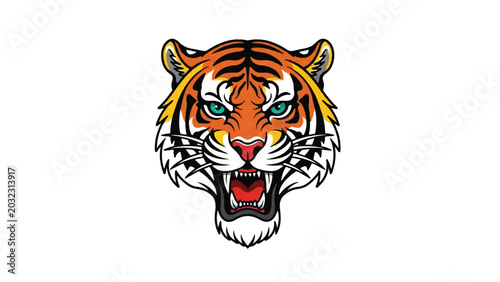 Foto Tiger Head Illustration with Open Mouth 5.