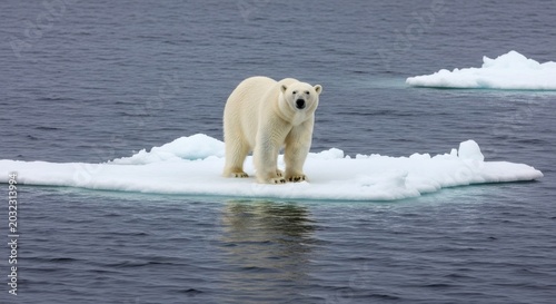Canvastavla Polar bear standing on an ice floe in Arctic ocean