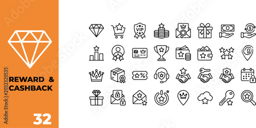 Obraz na plátne reward line icon set