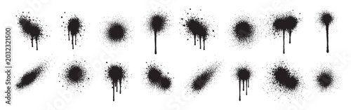 Canvas Print Vector Black Drips Black Ink Splatters And Dots From Spray