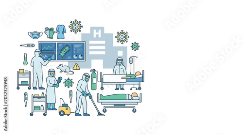Fotografie Medical staff and scientists in protective gear working in a hospital setting