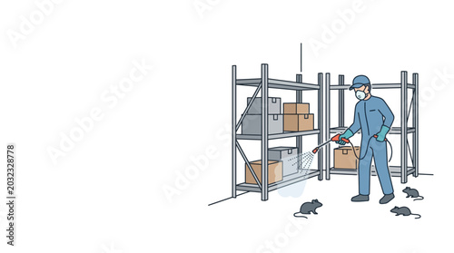 Cuadro en lienzo Pest control technician spraying insecticide in a warehouse with rats