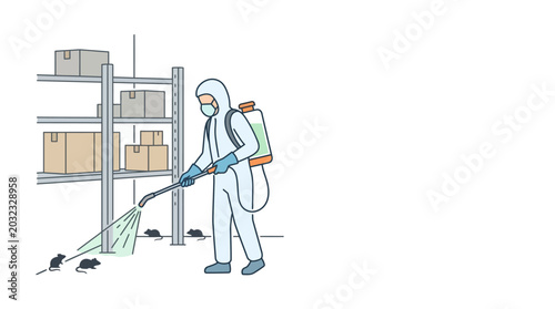Cuadro en lienzo Professional pest control worker exterminating rats in a warehouse setting