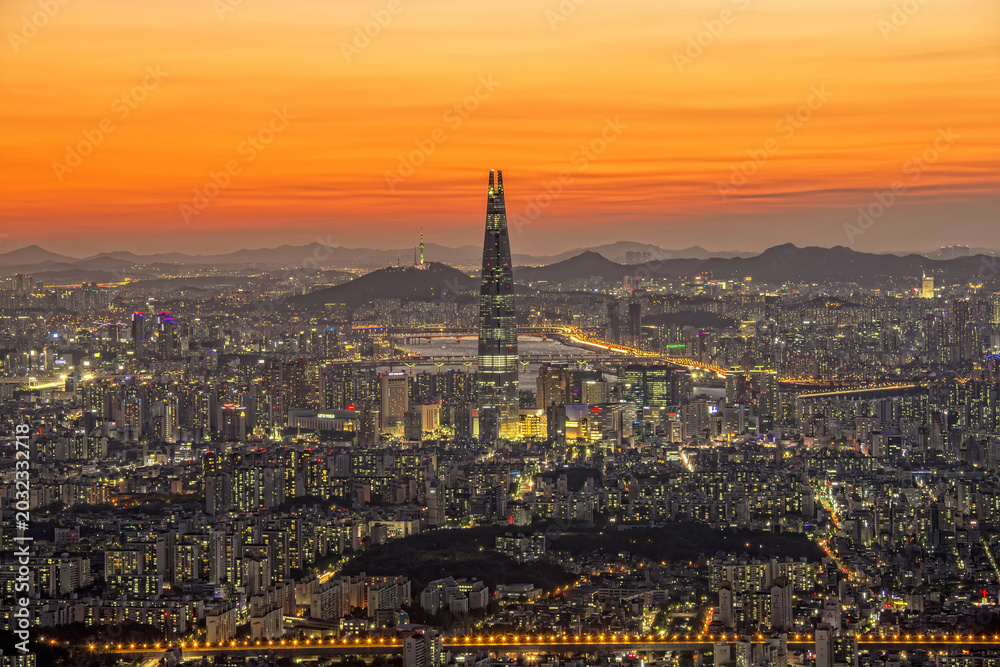 Fototapeta premium 롯데월드타워,잠실,송파구,한강,서울