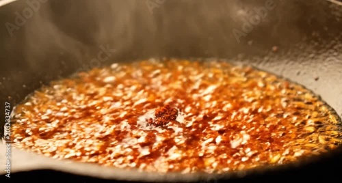 Spice Cooking in Hot Sauce in Pan