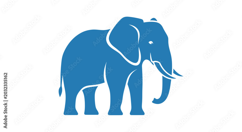 Fototapeta premium Blue Elephant Icon Symbol - Vector Illustration
