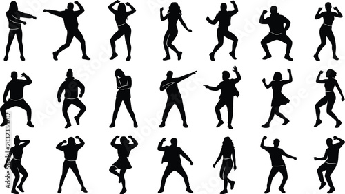 Tableau sur toile Silhouette people dancing in various poses