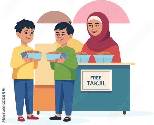 People giving free takjil for ramadan food sharing