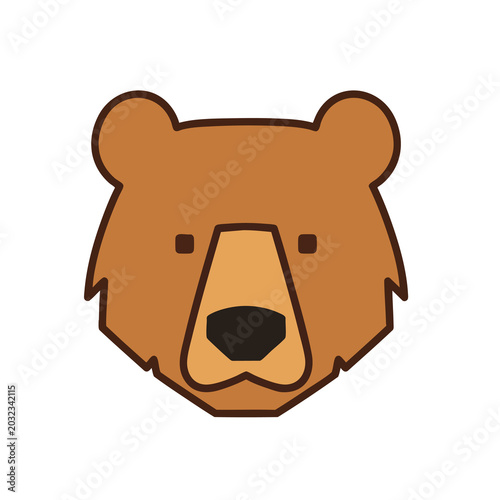 Minimalist vector illustration of a brown bear head icon.